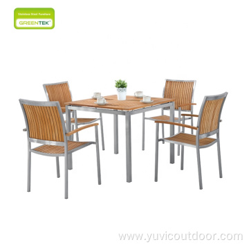 4 Chairs Set Courtyard 304# Stainless Steel Furniture